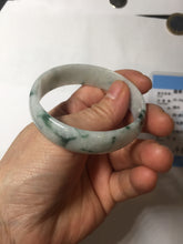 Load image into Gallery viewer, 53mm certified 100% natural Type A light green white with green floating flowers thin jadeite bangle PF56-5636

