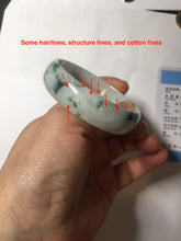 Load image into Gallery viewer, 53mm certified 100% natural Type A light green white with green floating flowers thin jadeite bangle PF56-5636
