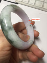 Load image into Gallery viewer, 55.2mm certified 100% natural Type A watermelon-rind green light purple Base jadeite bangle PA184-4754
