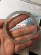Load image into Gallery viewer, 58mm Certified 100% Natural icy watery white gray pink slim nephrite jade bangle HN135-9191
