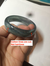 Load image into Gallery viewer, 49mm Certified Type A 100% Natural icy watery deep sea green/blue/gray/white oval Guatemala Jadeite bangle F124-2262
