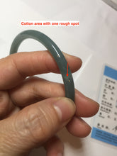 Load image into Gallery viewer, 60.5mm Certified Type A 100% Natural icy watery deep sea dark green/blue/gray/black snowly Guatemala slim round cut Jadeite bangle PB145-8150
