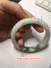 Load image into Gallery viewer, 60.5mm Type A 100% Natural sunny green/light green/white/light purple chubby Jadeite Jade bangle BS129-4035
