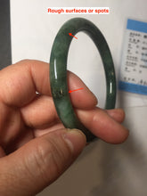 Load image into Gallery viewer, 60.2mm Certified Type A 100% Natural oily dark green(老油青) gray black round cut Jadeite Jade bangle BH102-0692
