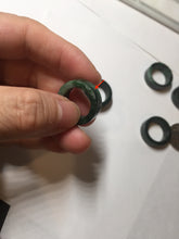 Load image into Gallery viewer, 100% natural type A dark green/sunny green/black jadeite jade band ring PB222
