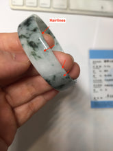Load image into Gallery viewer, 50.8mm Certified type A 100% Natural sunny green/white/purple Little Wildflower thin square Jadeite Jade bangle PA252-6917

