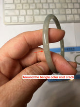Load image into Gallery viewer, 54.8mm Certified type A 100% Natural light green gray black slim round cut Jadeite bangle PA188-2474
