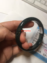 Load image into Gallery viewer, 55.5mm Certified Type A 100% Natural deep sea green/blue/gray/white Guatemala Jadeite bangle PC24-8528

