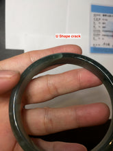 Load image into Gallery viewer, 58.6mm Certified Type A 100% Natural dark green/blue/gray/black with flying snow Guatemala Jadeite bangle BS155-0123
