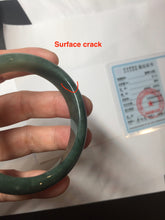 Load image into Gallery viewer, 47mm certified 100% natural Type A oily dark green gray black(老油青) oval jadeite jade bangle BS174-0051

