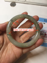 Load image into Gallery viewer, 51.6mm Certified type A 100% Natural light green dark green floating seaweed slim round cut Jadeite bangle PC58-6614
