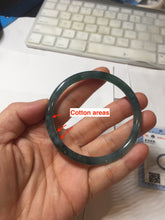 Load image into Gallery viewer, 56mm Certified Type A 100% Natural dark green/blue/gray Guatemala slim round cut Jadeite bangle PJ24-9694
