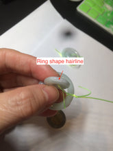 Load image into Gallery viewer, 28.5mm Type A 100% Natural light green Jadeite Jade concentric circle safety Guardian ring Pendant (子母扣,同心环) AC84
