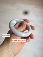 Load image into Gallery viewer, 53mm Certified 100% natural Type A olive green/white/purple jadeite jade bangle AZ2-0466
