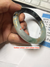 Load image into Gallery viewer, 58mm 100% Natural type A icy watery green dark carved flowers golden-painted round cut Jadeite Jade bangle PH73-5858

