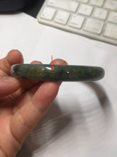 Load image into Gallery viewer, 56.6mm certified 100% natural Type A dark green(油青) gray round cut jadeite jade bangle H164-6009
