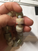 Load image into Gallery viewer, AllaboutjadeCanada.com only 54–58mm 100% Natural Type A light Green, yellow, purple, brown &amp; Gray Jadeite Cylinder Bead Bracelet PC245 add on item.
