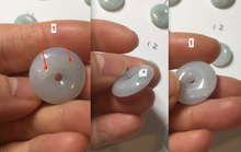 Load image into Gallery viewer, 15-19mm Type A 100% Natural light green purple white Jadeite Safety Guardian Button donuts pendant PH48 Add on item.
