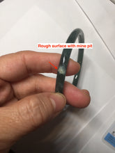 Load image into Gallery viewer, 60.5mm Certified Type A 100% Natural dark green/blue/gray with flying snow Guatemala slim round cut Jadeite bangle PD58-3376
