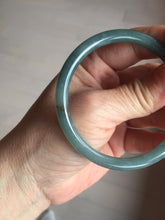 Load image into Gallery viewer, 54mm Certified Type A 100% Natural dark green/blue/gray with Guatemala slim round cut Jadeite bangle PE50-7019
