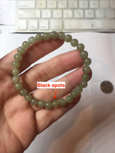 Load image into Gallery viewer, 6.1mm 100% Natural Light Green, Gray &amp; Black Nephrite Jade Round Bead Bracelet HT135 Add on item
