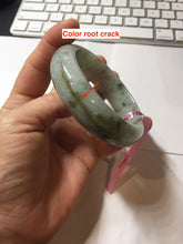 Load image into Gallery viewer, 59.2mm Type A 100% Natural light green brown chubby autumn leaves jadeite jade bangle G55
