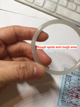 Load image into Gallery viewer, 52.5mm Certified 100% Natural icy gray (灰冰) slim round cut nephrite jade bangle HF127-9232
