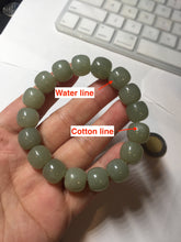Load image into Gallery viewer, 12x10.7mm 100% Natural light green/yellow vintage style nephrite Jade bead bracelet HE98
