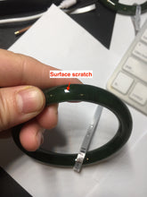 Load image into Gallery viewer, 60.5mm certified 100% Natural dark green/black round cut nephrite Jade(碧玉)  bangle HN13-1575
