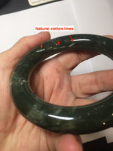 Load image into Gallery viewer, 59mm certified 100% Natural dark green/gray/black (nebula dust) chubby round cut nephrite Jade bangle HN126-0205
