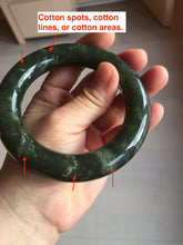 Load image into Gallery viewer, 59mm certified 100% Natural dark green/gray/black chubby round cut nephrite Jade bangle HF86-0209
