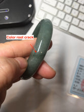 Load image into Gallery viewer, 57.6mm Certified type A 100% Natural oily dark green (老油青) gray black Jadeite bangle PC254-1391
