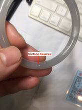 Load image into Gallery viewer, 53.7mm certified 100% Natural icy watery white gray nephrite bangle HN158-9155
