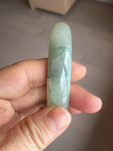 Load image into Gallery viewer, 55.5mm certified type A 100% Natural icy watery light green with dark green flowers jadeite jade bangle PH59-1059
