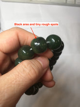 Load image into Gallery viewer, 14x13mm 100% Natural dark green/black/gray(碧玉) vintage style nephrite Jade bead bracelet HE109
