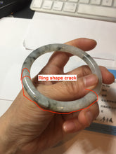 Load image into Gallery viewer, 58.5mm certificated Type A 100% Natural icy watery light green/white with dark green floating flowers Chinese ink painting round cut Jadeite Jade bangle PB126-7352
