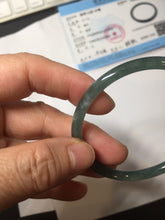 Load image into Gallery viewer, 54.8mm Certified Type A 100% Natural dark green/blue/gray with Guatemala slim round cut Jadeite bangle PJ103-5627
