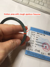 Load image into Gallery viewer, 54.5mm Certified Type A 100% Natural dark green/blue/gray Guatemala slim round cut Jadeite bangle PD180-2494
