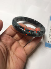 Load image into Gallery viewer, 55mm Certified Type A 100% Natural dark green black/white (black water and white mountains,白山黑水) Jadeite bangle PD140-6240
