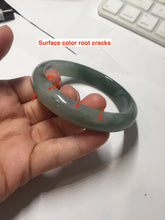 Load image into Gallery viewer, 58mm Certified type A 100% Natural oily dark green gray black(老油青) Jadeite bangle PE24-(2874)
