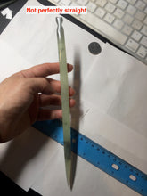 Load image into Gallery viewer, 23cm 100% Natural light green black (绿水墨) Xiu Jade Serpentine square style hairpin AW16
