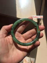 Load image into Gallery viewer, 58.3mm Certified 100% Natural Fresh Young Green/Dark Green/Black Green Ink Painting (绿水墨) Round Cut Nephrite (Wulanhai 乌兰海碧玉) Bangle HN171-7339
