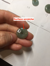 Load image into Gallery viewer, 14.5-23mm Type A 100% Natural dark green black gray(老油青) Jadeite Safety Guardian Button donuts pendant PF45
