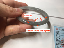 Load image into Gallery viewer, 53.2mm Certified 100% Natural gray black(灰冰) flat round cut nephrite jade bangle HN33-9075
