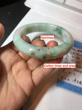 Load image into Gallery viewer, 55.8mm certified type A 100% Natural sunny green white flying flowers jadeite jade bangle AX129-5234
