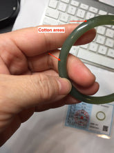 Load image into Gallery viewer, 55.5mm Certified 100% Natural icy watery light green yellow gray Deep Lake Water Green Nephrite Bangle HN176-6917
