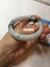 Load image into Gallery viewer, 56mm certified 100% natural type A sunny green/dark green/purple/white jadeite jade bangle PF19-3425
