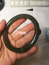 Load image into Gallery viewer, 59.4mm certified 100% Natural dark green gray black round cut nephrite bangle HN157-9684
