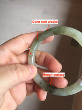 Load image into Gallery viewer, 54.5mm Certified type A 100% Natural light green dark green floating seaweed round cut Jadeite bangle PC137-6611
