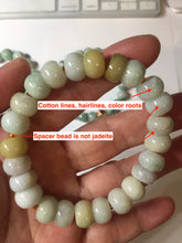 Load image into Gallery viewer, Size 52-60mm 100% natural type A green/yellow/brown/purple jadeite jade beads bracelet group BL134
